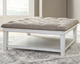 Tampa Furniture Outlet - Ashley Furniture - Kanwyn Upholstered Ottoman Coffee Table - UPH Ottoman Cocktail Table / Whitewash - T937-21