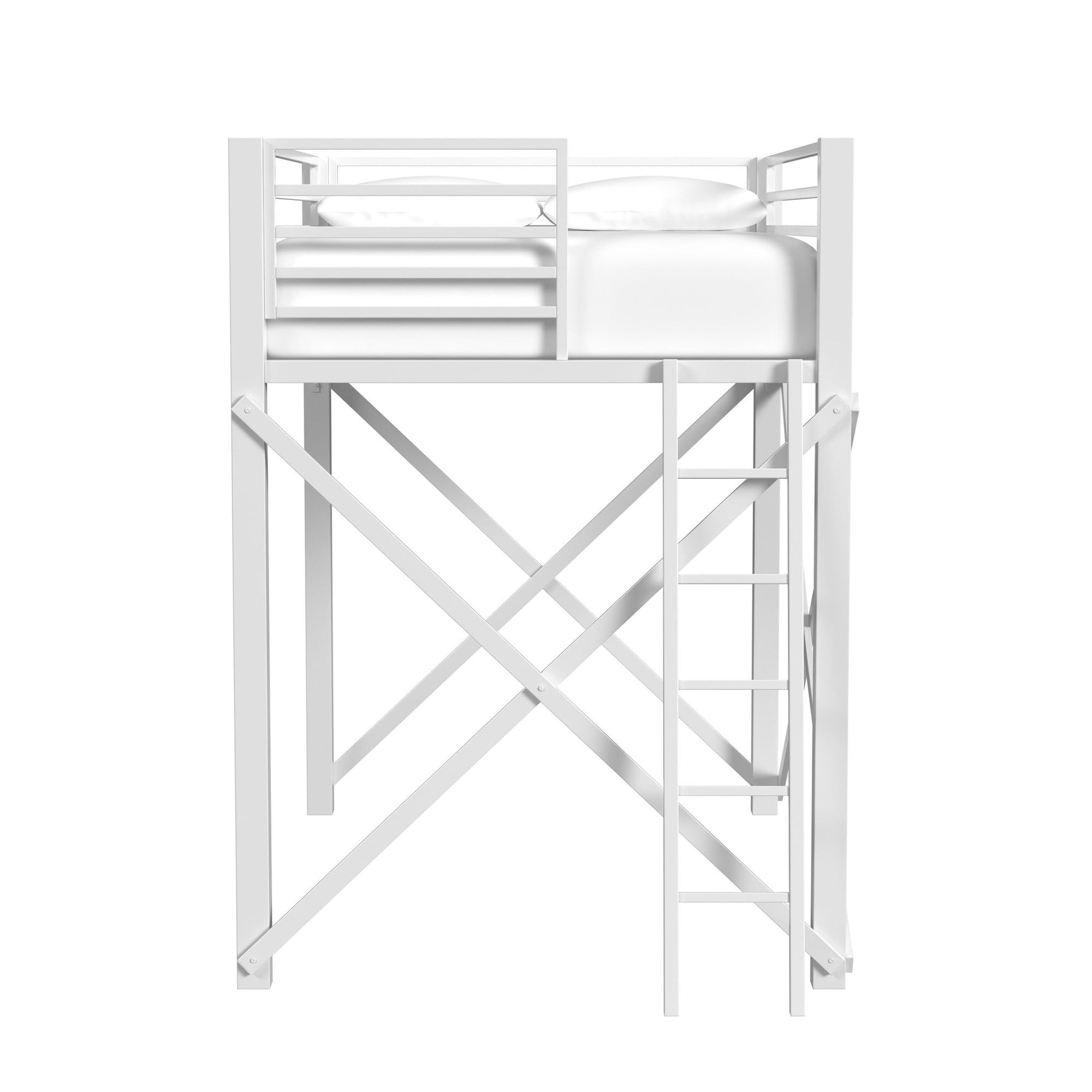 Talia Full Loft Bunk and Ladder in White - Tampa Furniture Outlet