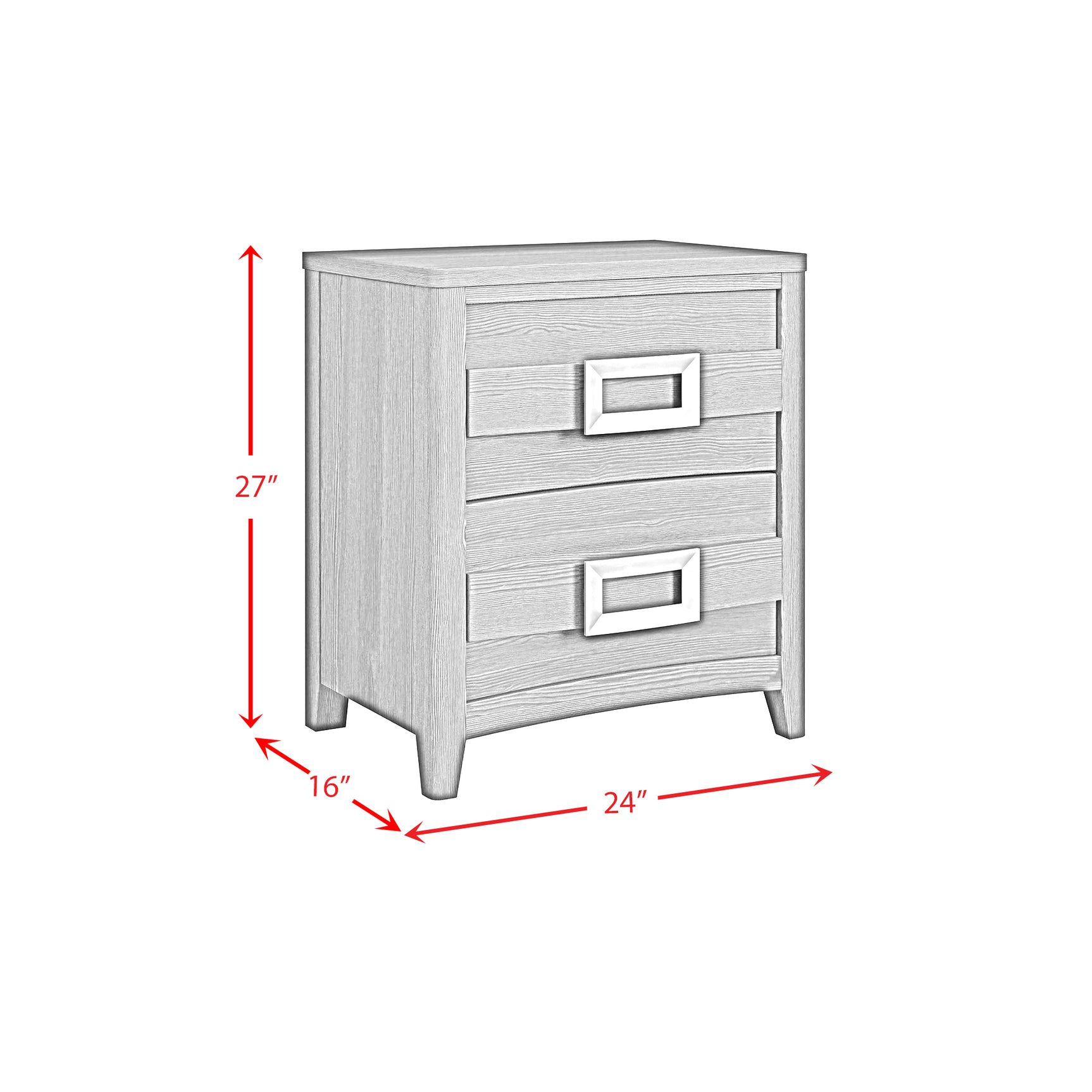 Tobias 2-Drawer Nightstand with USB in White