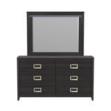 Tobias Dresser and Mirror Set with LED in Black - Tampa Furniture Outlet