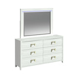 Tobias Dresser and Mirror Set with LED in White - Tampa Furniture Outlet