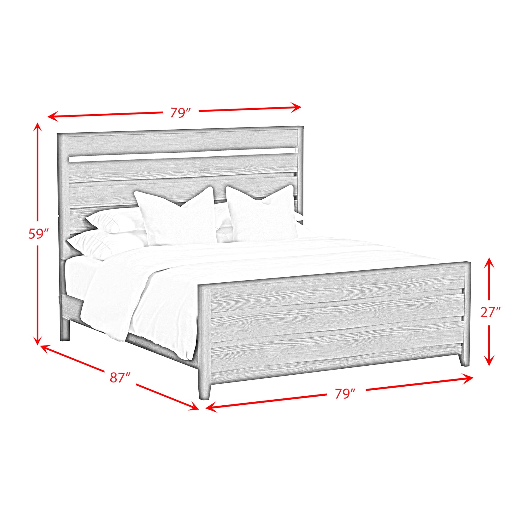 Tobias King Bed with LED in White