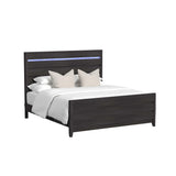 Tobias King Bed with LED in Black - Tampa Furniture Outlet