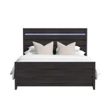 Tobias King Bed with LED in Black - Tampa Furniture Outlet