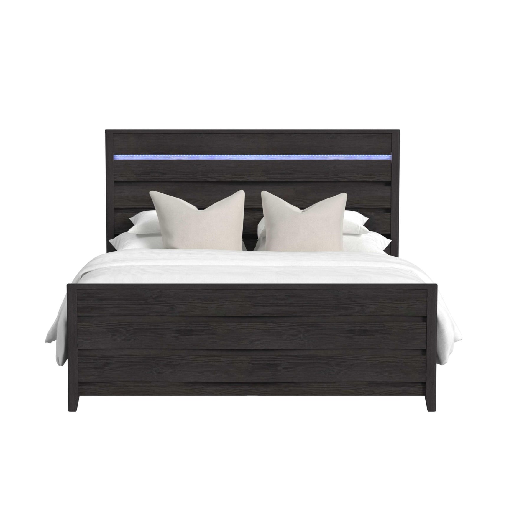 Tobias King Bed with LED in Black - Tampa Furniture Outlet