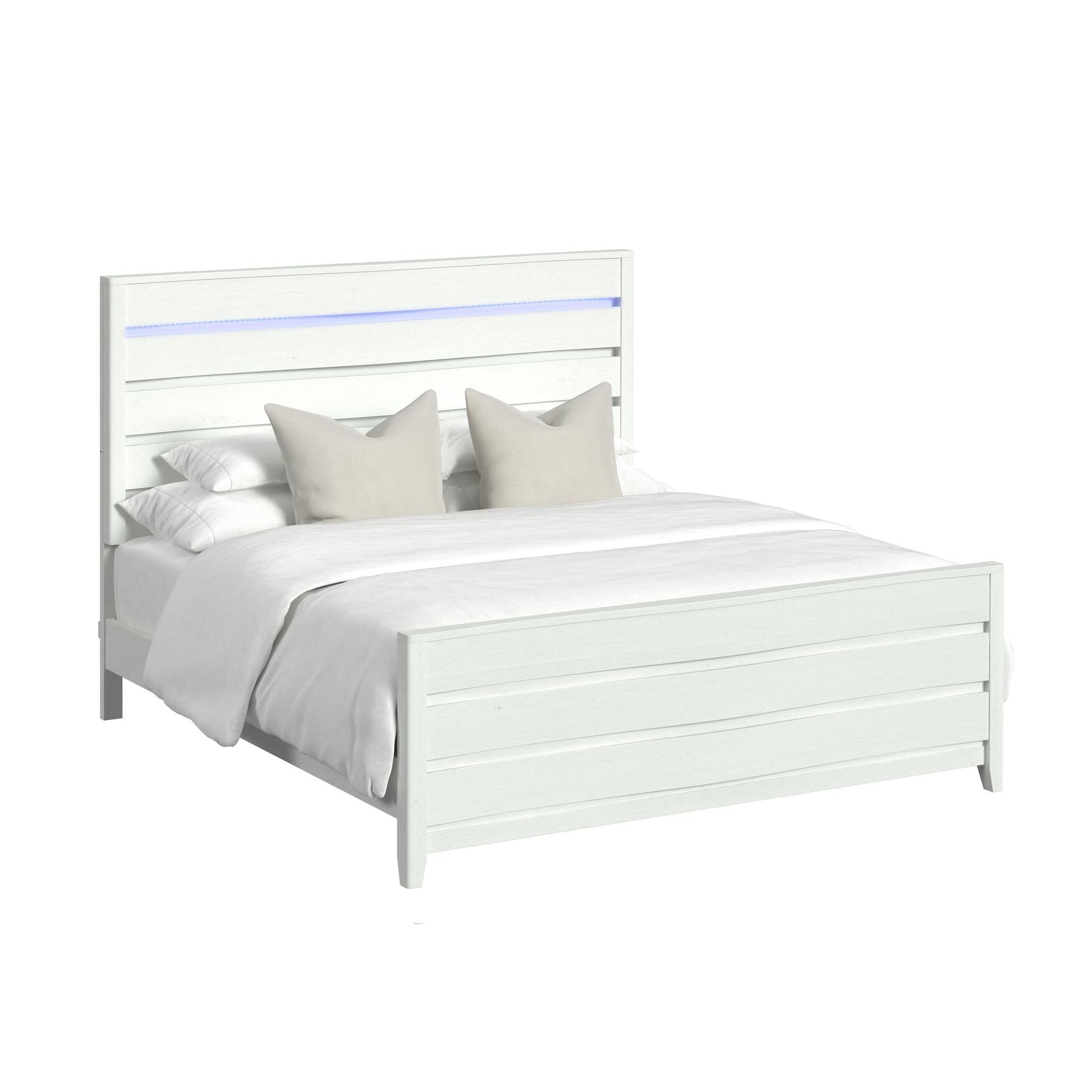 Tobias King Bed with LED in White - Tampa Furniture Outlet
