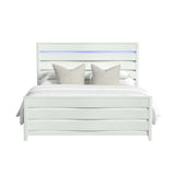 Tobias King Bed with LED in White - Tampa Furniture Outlet