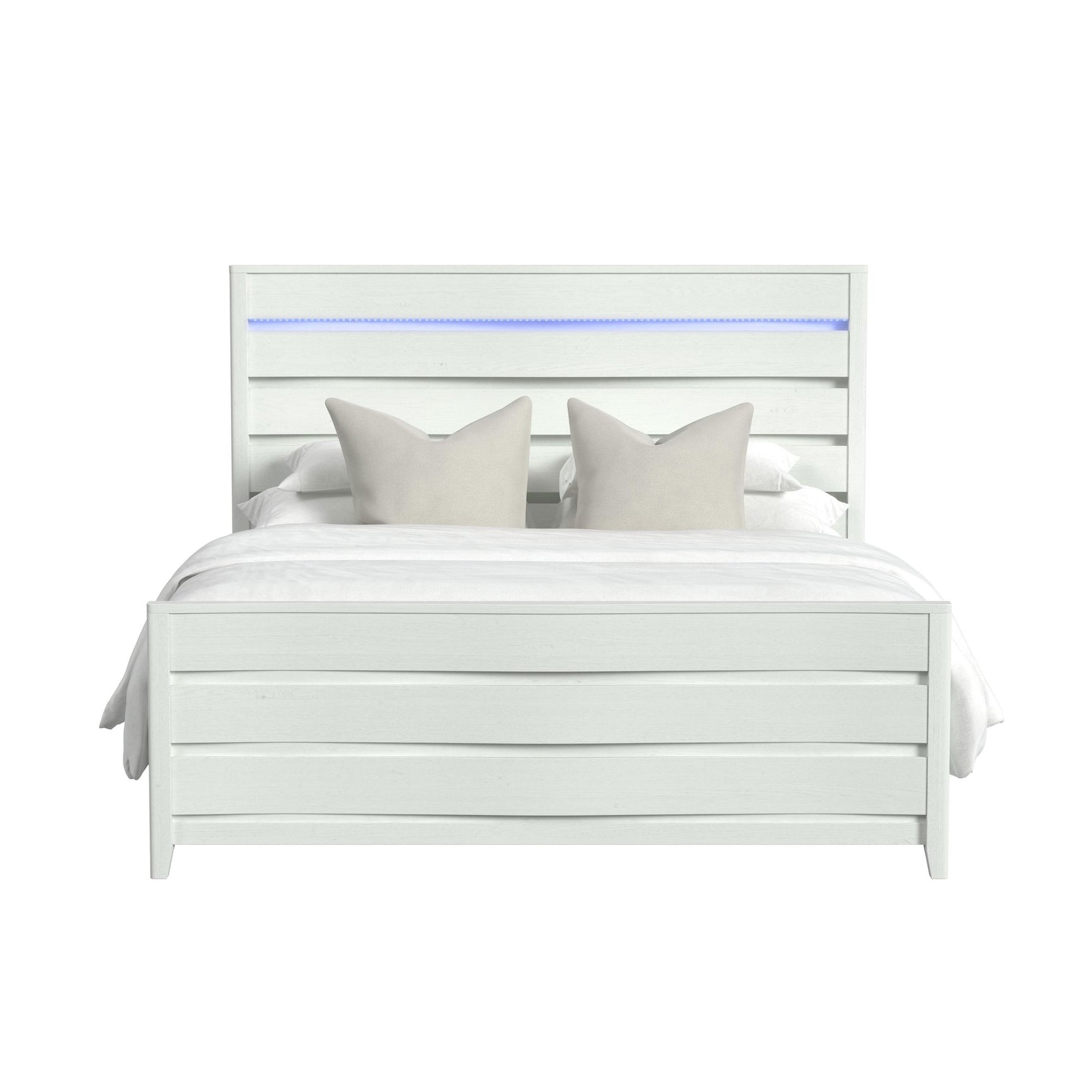 Tobias King Bed with LED in White - Tampa Furniture Outlet