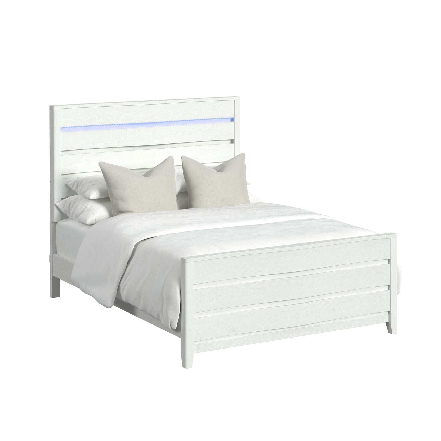 Tobias Queen Bed with LED in White