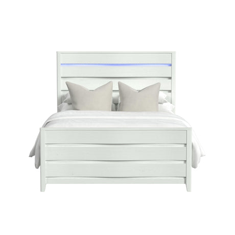 Tobias Queen Bed with LED in White - Tampa Furniture Outlet