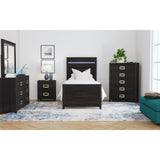 Tobias Twin Bed with LED in Black – SKU B-15990-8-TBL | Elements