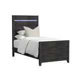 Tobias Twin Bed with LED in Black - Tampa Furniture Outlet