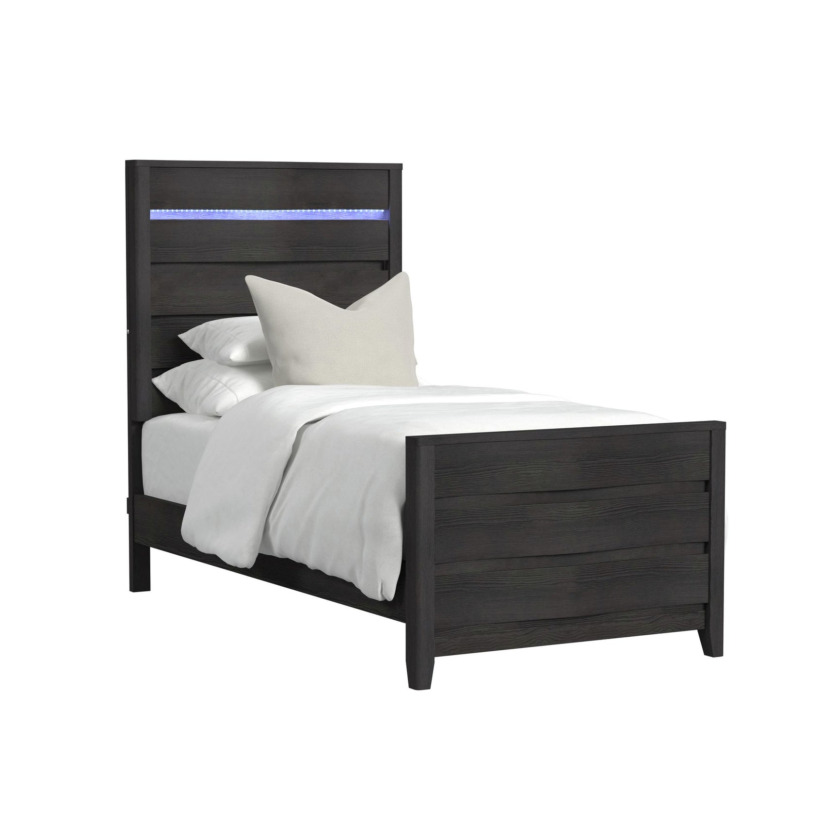 Tobias Twin Bed with LED in Black - Tampa Furniture Outlet