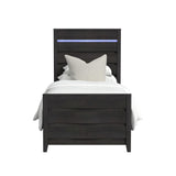 Tobias Twin Bed with LED in Black - Tampa Furniture Outlet