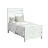 Tobias Twin Bed with LED in White - Tampa Furniture Outlet