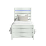 Tobias Twin Bed with LED in White - Tampa Furniture Outlet
