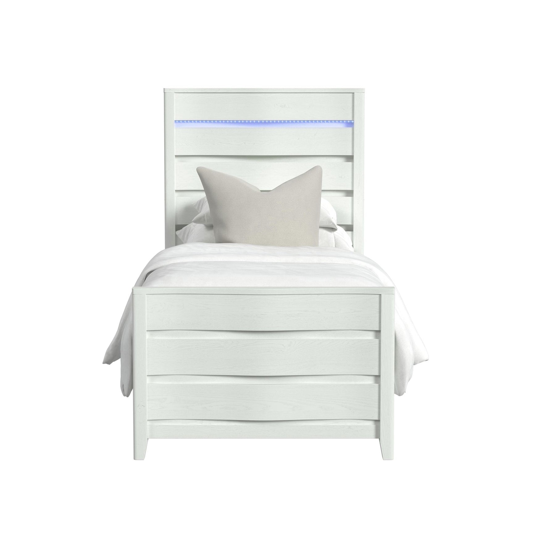 Tobias Twin Bed with LED in White - Tampa Furniture Outlet