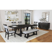 Transcend Dining Bench with Light Grey Fabric in Charcoal – SKU D-12980-3-BN | Elements