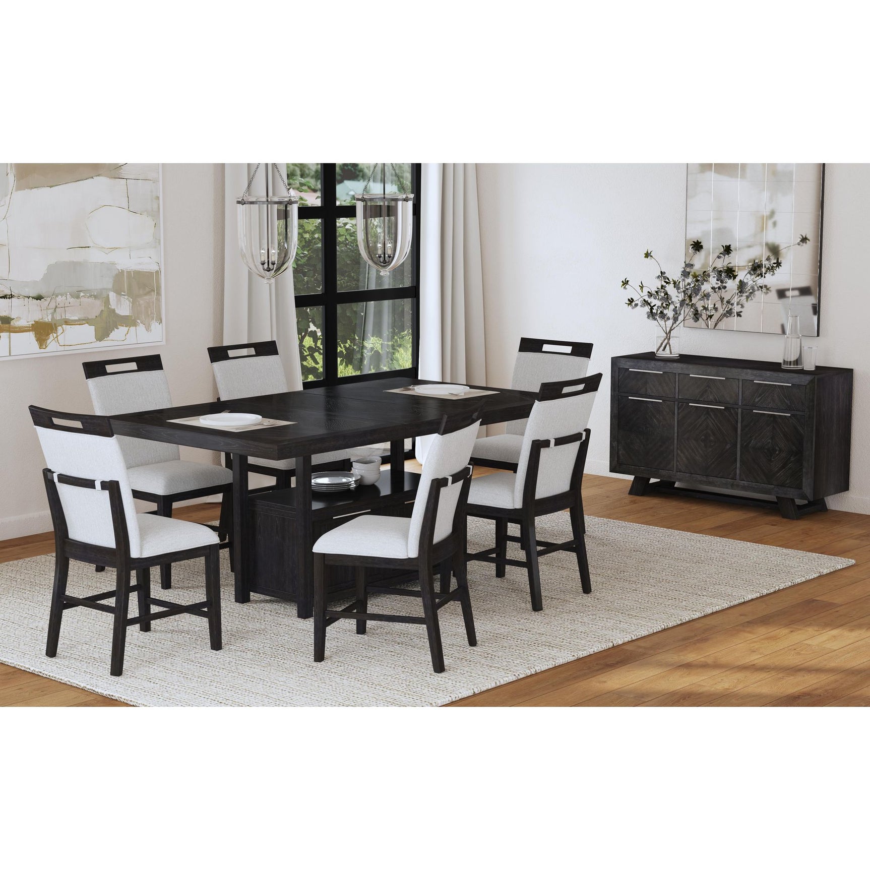 Transcend Counter Side Chair with Light Grey Fabric in Charcoal (2 Per Carton) - Tampa Furniture Outlet