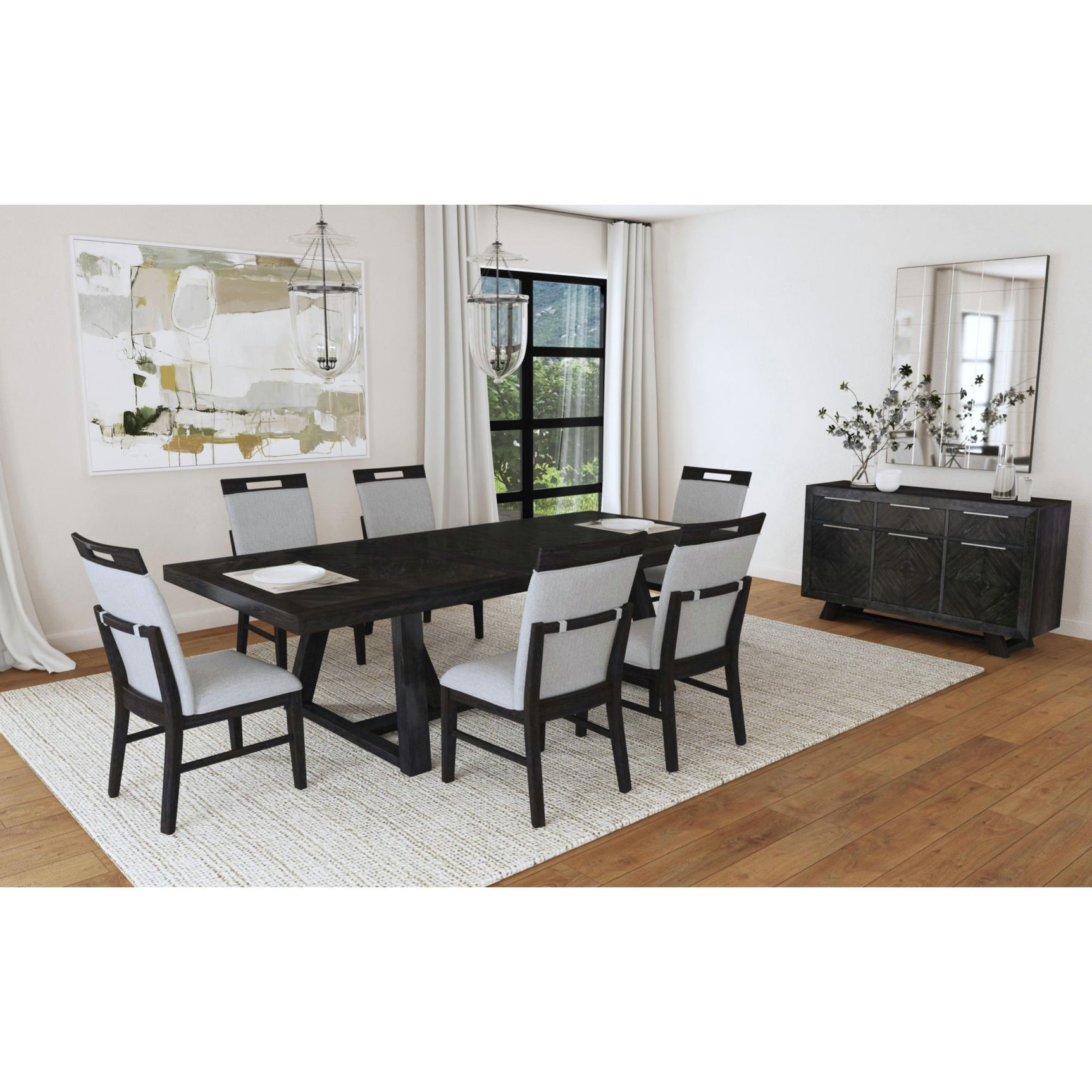 Transcend Dining Table with 22" Leaf in Charcoal - Tampa Furniture Outlet