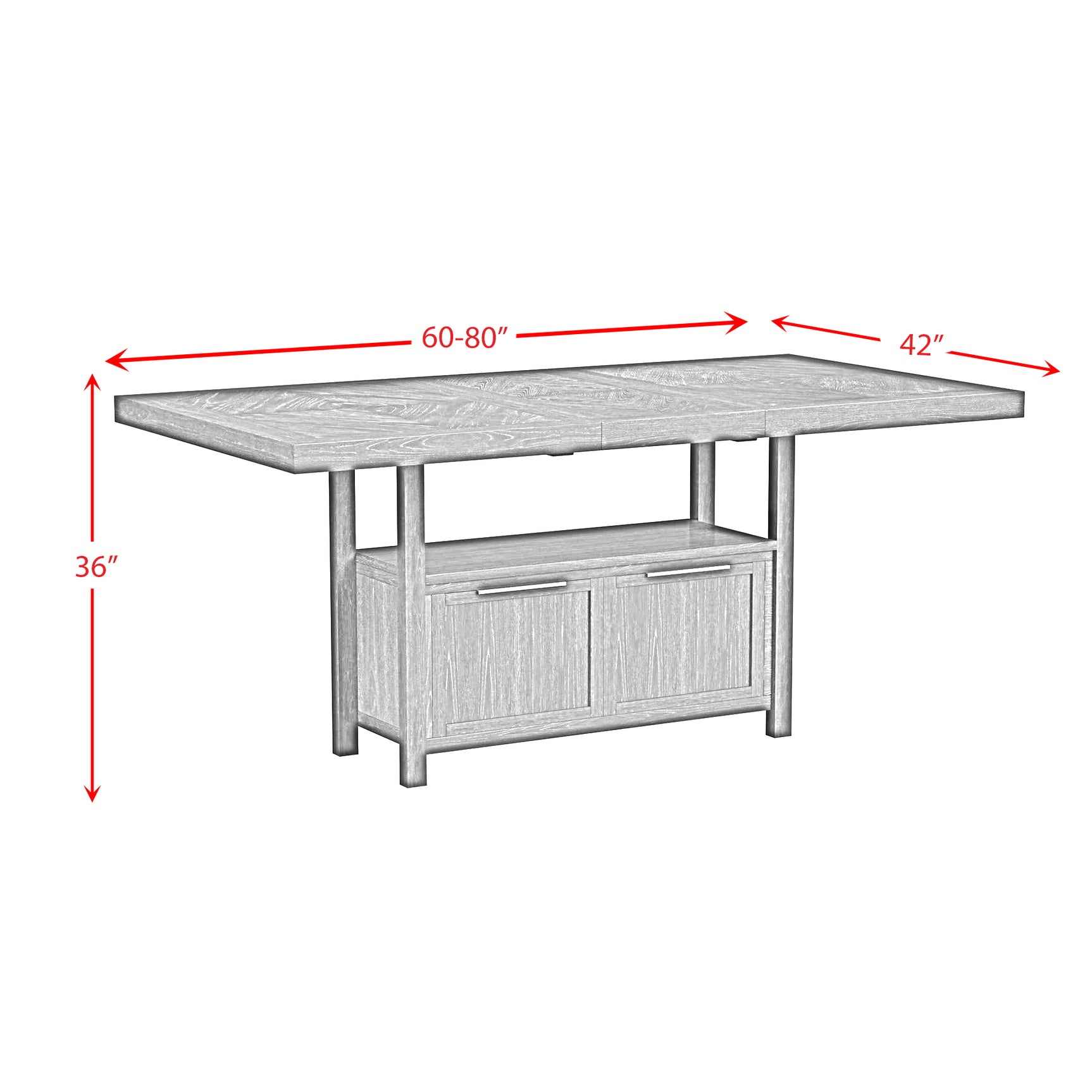 Transcend Counter Table with 20" Leaf in Charcoal - Tampa Furniture Outlet