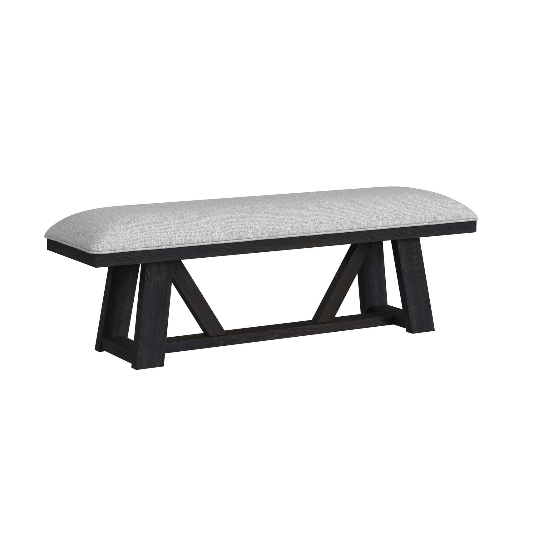 Transcend Dining Bench with Light Grey Fabric in Charcoal - Tampa Furniture Outlet