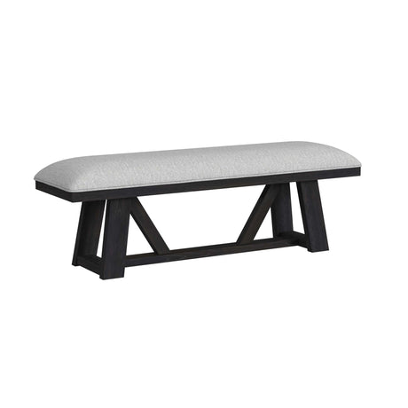 Transcend Dining Bench with Light Grey Fabric in Charcoal - Tampa Furniture Outlet