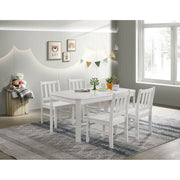 Travis Youth 5PC Dining Set with Table and 4 Chairs in White – SKU Y-14470-7-5DS | Elements