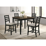 Tulane 5pc Counter Table & 4 Counter Chairs with Beige Fabric in Oak & Black – SKU D-14460-8-5CS | Elements