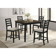 Tulane 5pc Counter Table & 4 Counter Chairs with Beige Fabric in Oak & Black – SKU D-14460-8-5CS | Elements