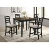 Tulane 5pc Counter Table & 4 Counter Chairs with Beige Fabric in Oak & Black – SKU D-14460-8-5CS | Elements