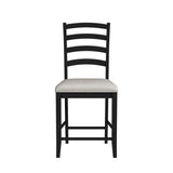 Tulane 5pc Counter Table & 4 Counter Chairs with Beige Fabric in Oak & Black - Tampa Furniture Outlet