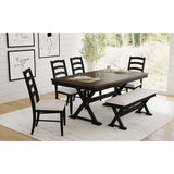Tulane 6PC Dining Set with Table, 4 Chairs, and Bench in Oak and Black – SKU D-14460-8-6DS | Elements