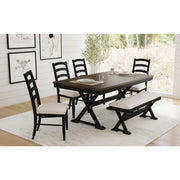 Tulane 6PC Dining Set with Table, 4 Chairs, and Bench in Oak and Black – SKU D-14460-8-6DS | Elements