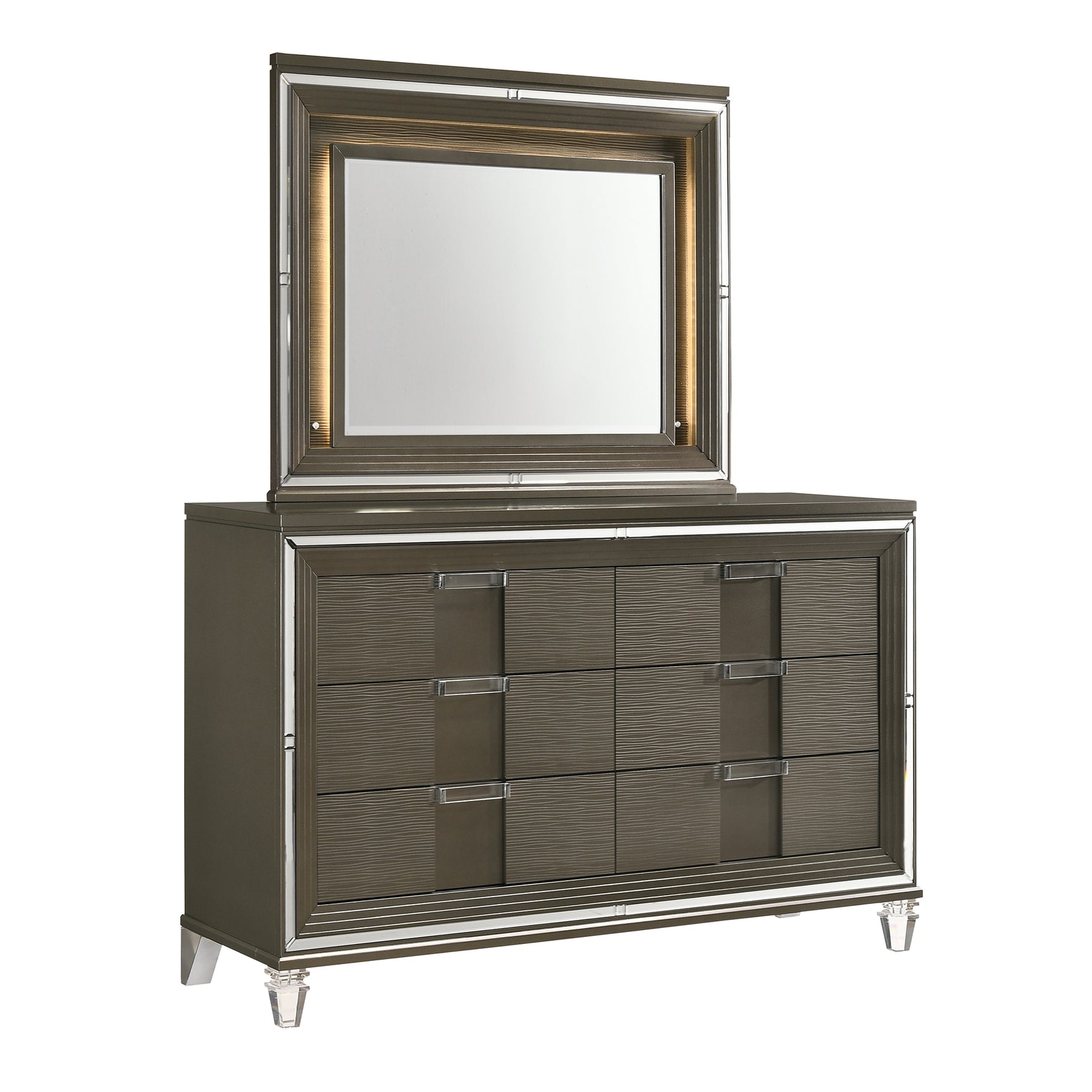 Twenty Nine 6-Drawer Dresser w/ Mood Lighting Mirror - Tampa Furniture Outlet
