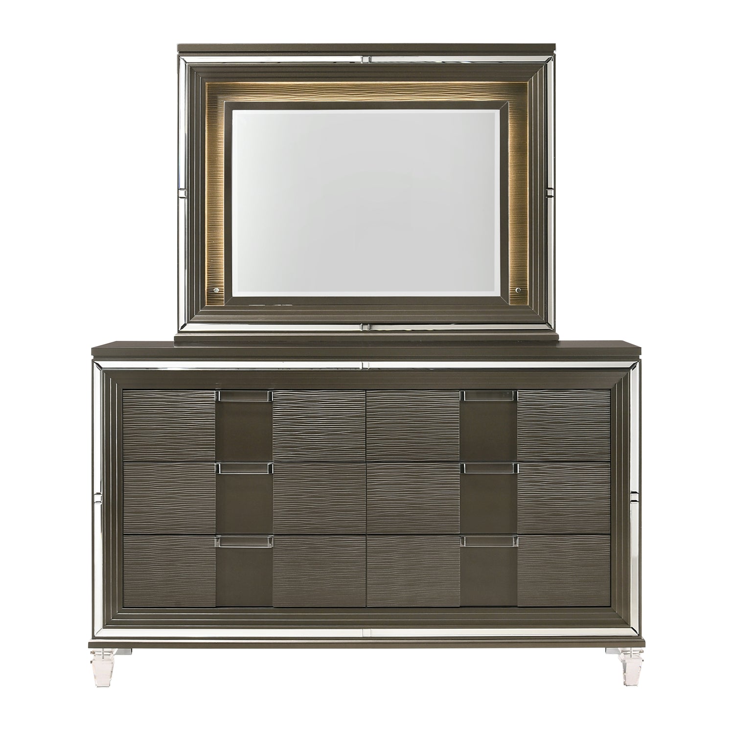 Twenty Nine 6-Drawer Dresser w/ Mood Lighting Mirror - Tampa Furniture Outlet