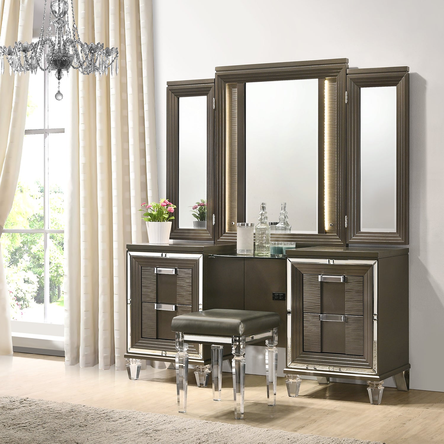 Twenty Nine Dressing Stool W/Acrylic Leg – SKU TN600VTNSTAL | Elements