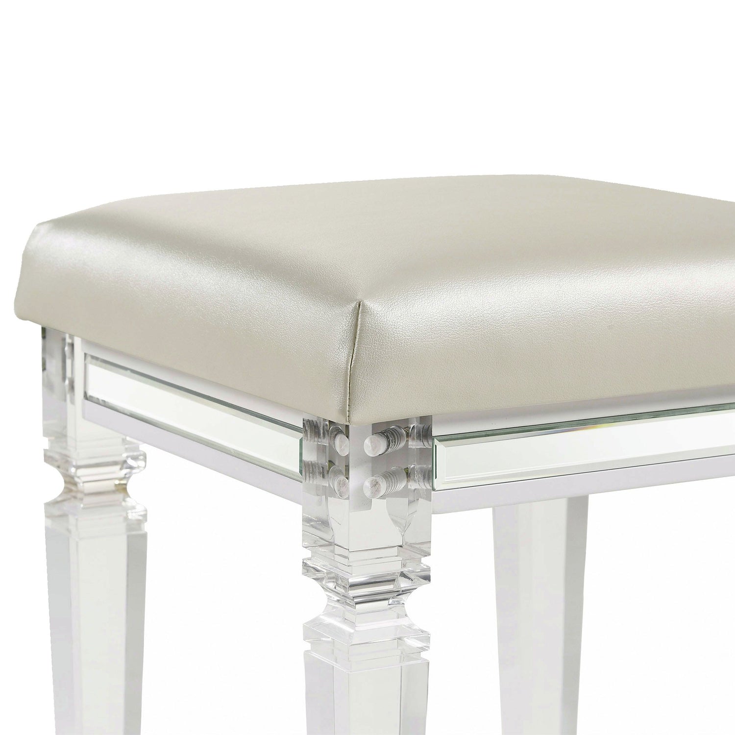Twenty Nine Dressing Stool W/Acrylic Leg White - Tampa Furniture Outlet