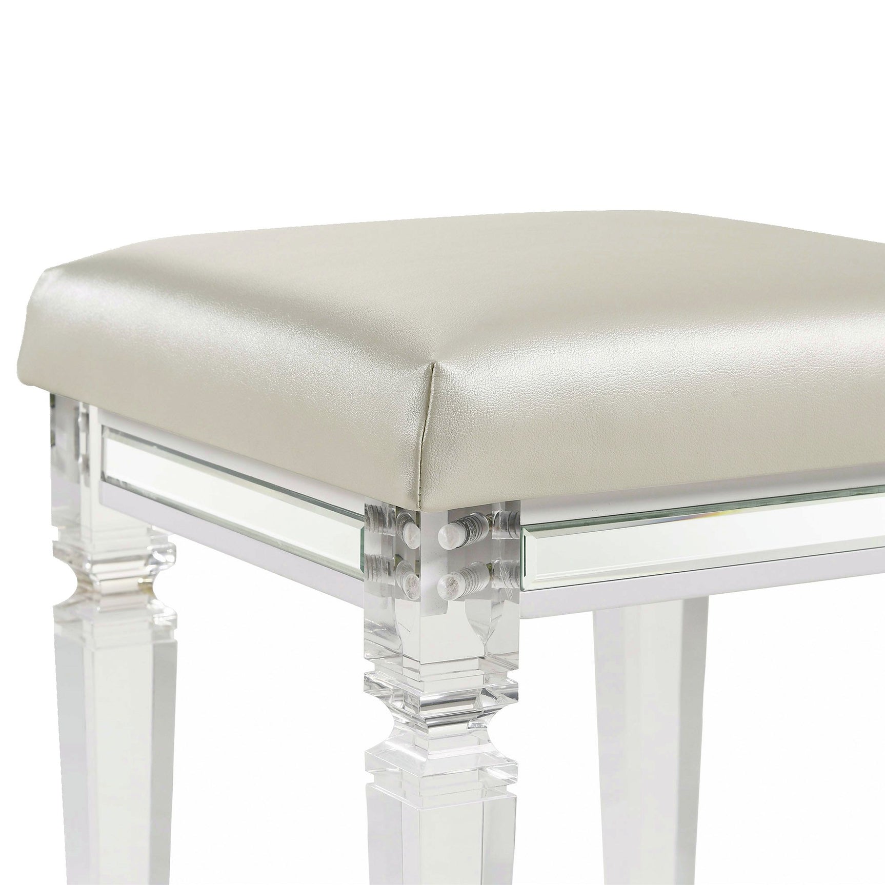 Twenty Nine Dressing Stool W/Acrylic Leg White - Tampa Furniture Outlet