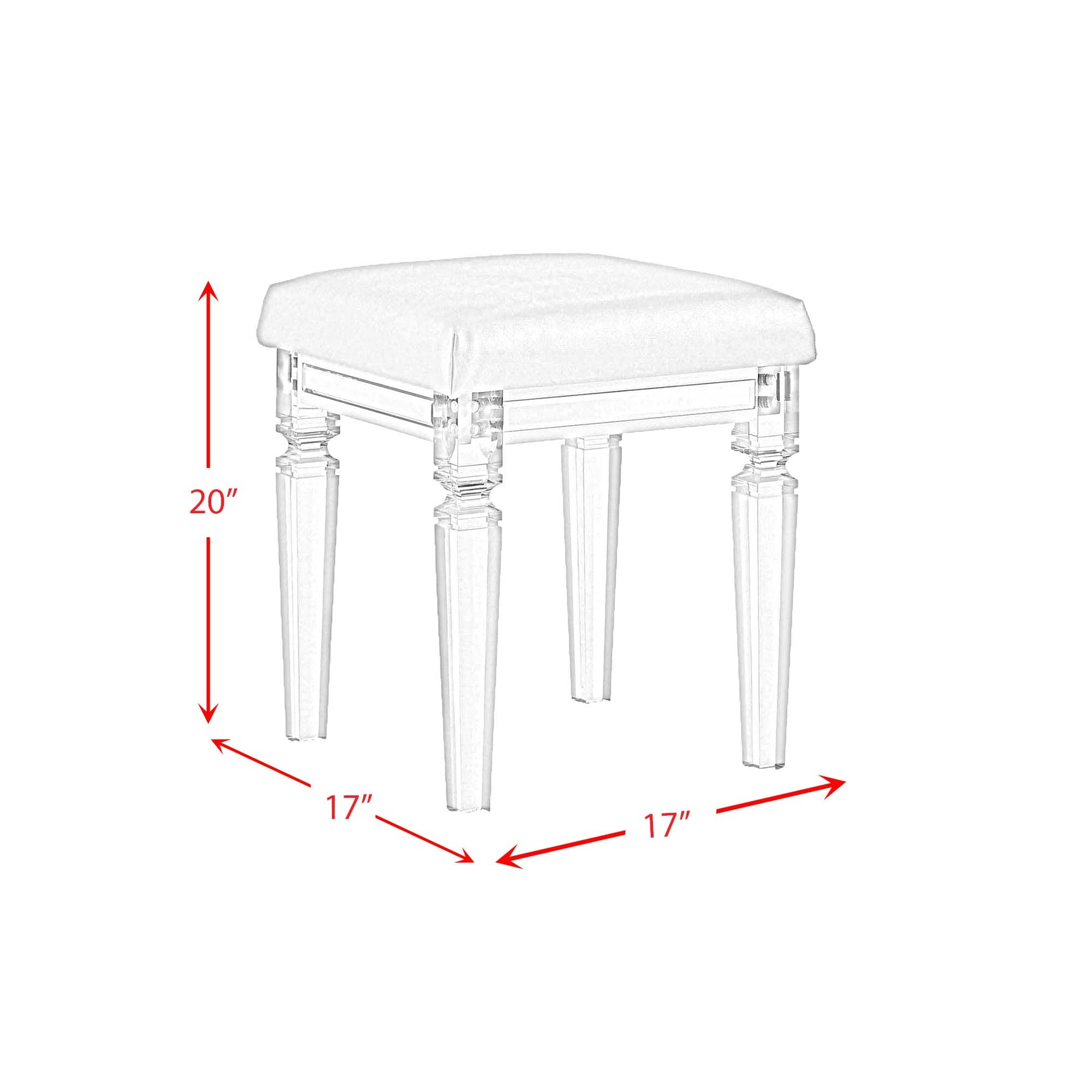 Twenty Nine Dressing Stool W/Acrylic Leg - Tampa Furniture Outlet