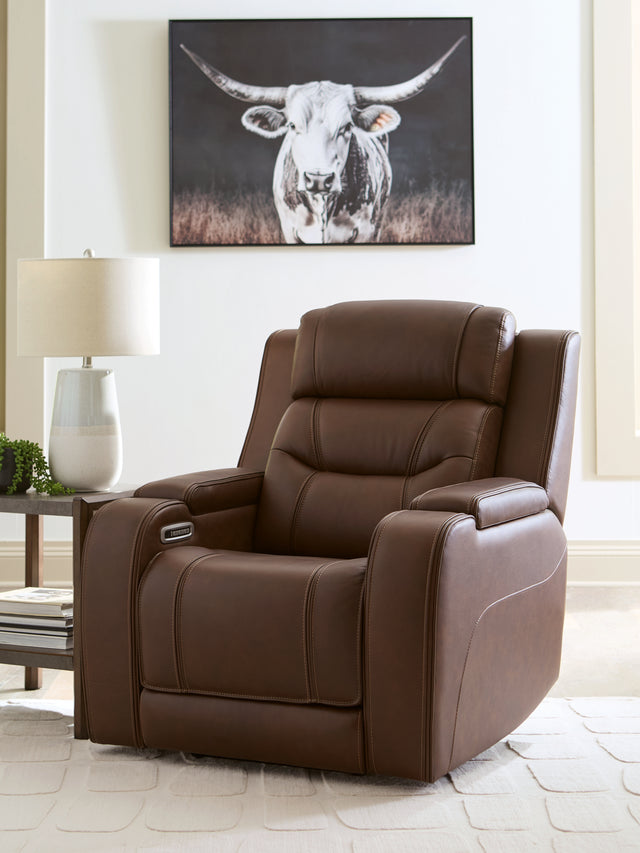 Tampa Furniture Outlet - Ashley Furniture - Knightington Living Room - Power Recliner w/Audio Seating / Brown - PCU1160213A