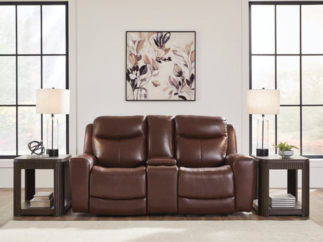 Tampa Furniture Outlet - Ashley Furniture - Next Move Living Room - PWR REC Loveseat/CON/ADJ HDRST / Mahogany - PCU1210218
