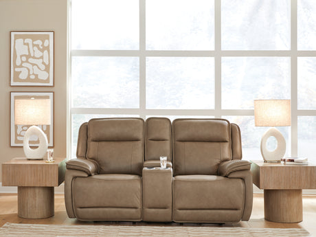 Tampa Furniture Outlet - Ashley Furniture - Glencroft Living Room - PWR REC Loveseat/CON/ADJ HDRST / Sahara - PCU1240018