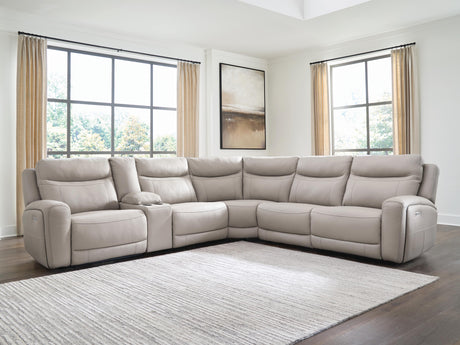 Tampa Furniture Outlet - Ashley Furniture - Gravier Sectional - 6-Piece Power Reclining Sectional with Storage Console / Gray - U13300S5