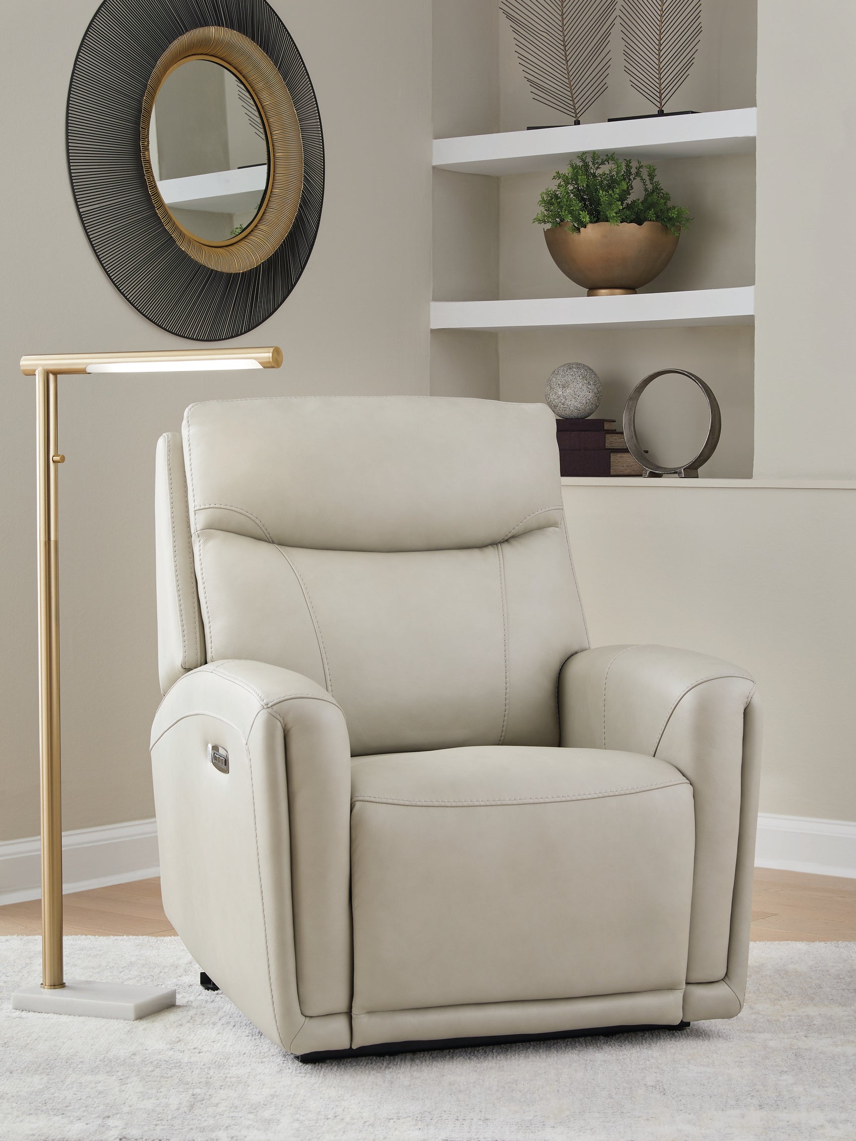 Tampa Furniture Outlet - Ashley Furniture - Pincara Living Room - PWR AutoGlide REC/ADJ Headrest / Bone - PCU1380042