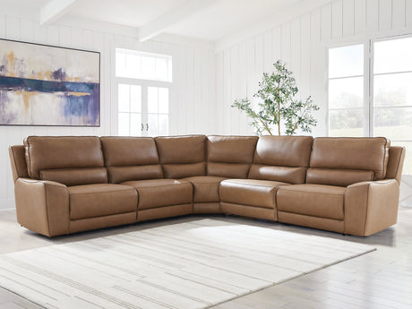 Tampa Furniture Outlet - Ashley Furniture - DeepWakes Sectional - 5-Piece Power Reclining Sectional / Caramel - PCU62606S8