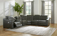 Tampa Furniture Outlet - Ashley Furniture - Center Line Sectional - 3-Piece Power Reclining Sectional Sofa / Dark Gray - U63404S5