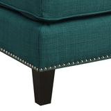 Erica 497 Ottoman W/Chrome Nail Heirloome Teal (ISTA 3) - Tampa Furniture Outlet