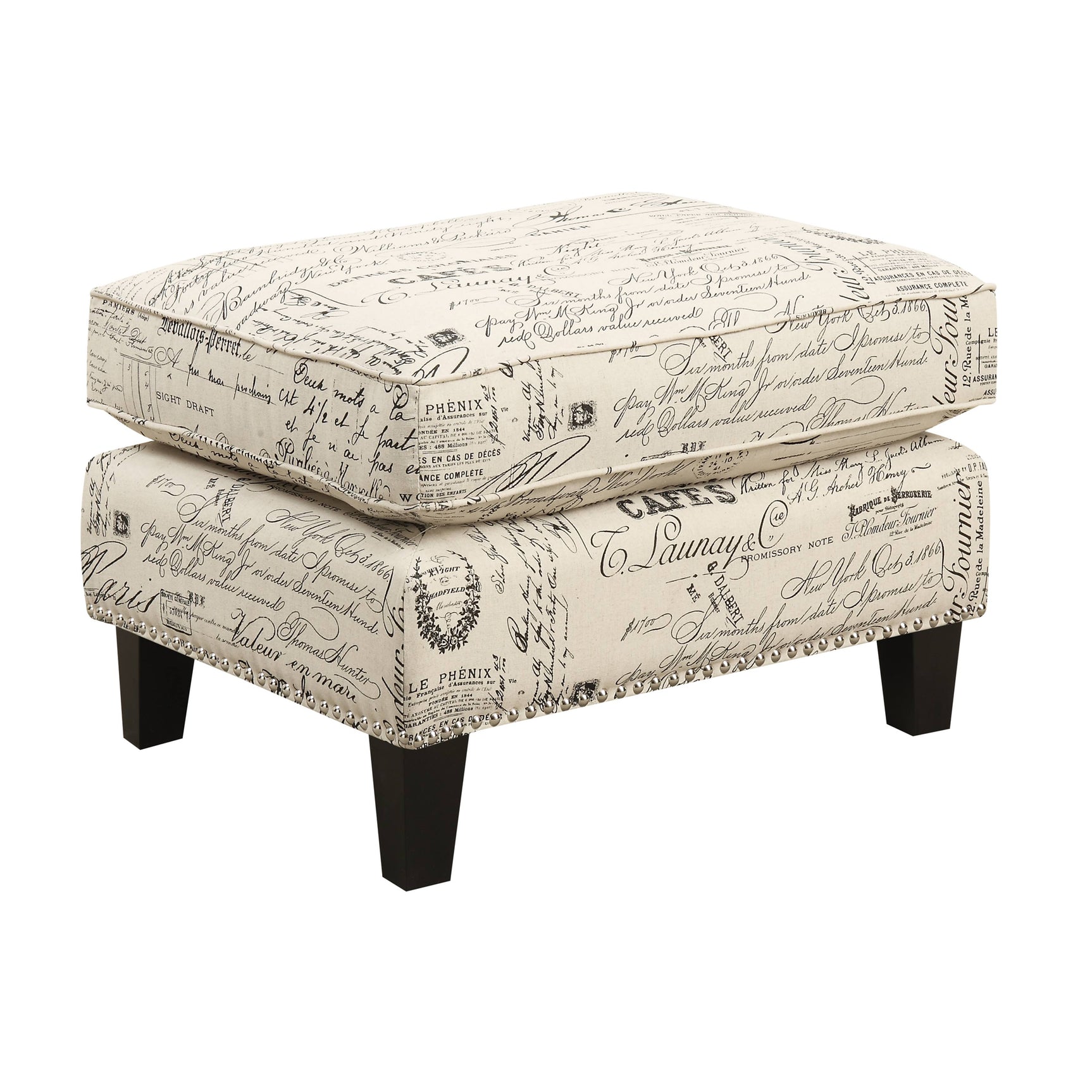 Erica 497 Ottoman W/Chrome Nail French Script (ISTA 3) - Tampa Furniture Outlet
