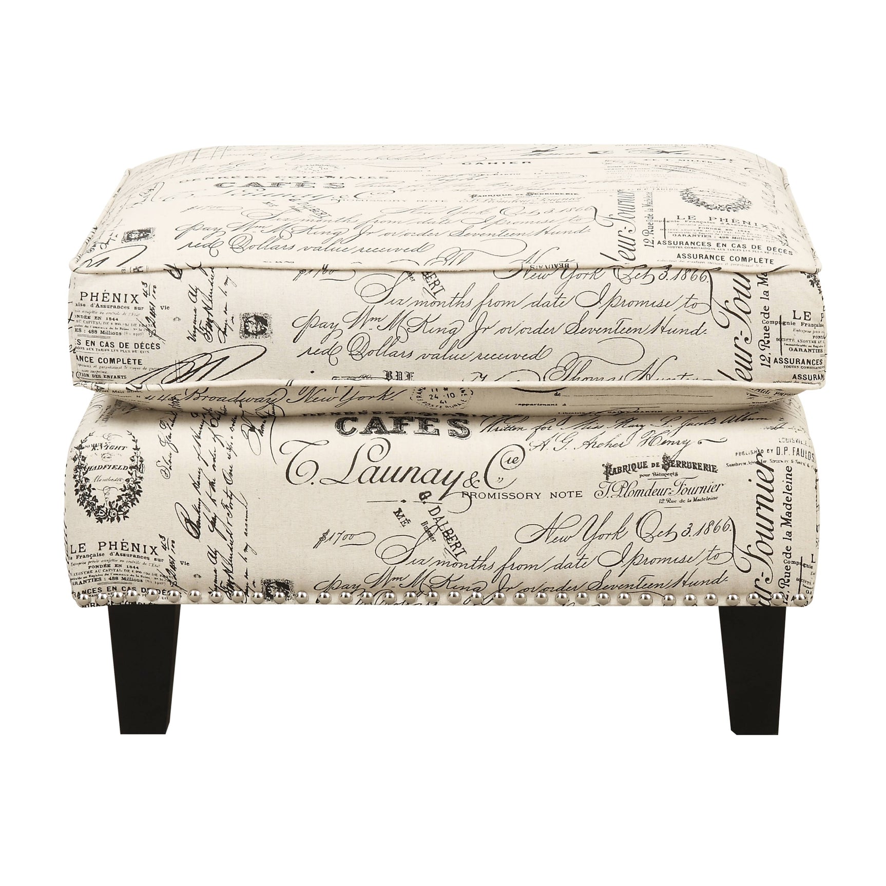 Erica 497 Ottoman W/Chrome Nail French Script (ISTA 3) - Tampa Furniture Outlet